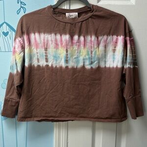 Vintage Love Daisy 100% Cotton Brown Tie-Dye Girls Relaxed Fit Tee Shirt Size M!